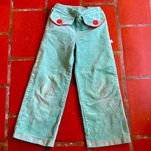 Mint green Flower Power corduroy kids’ pants from Alba of Denmark
